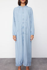 Light Blue 100% Tencel™ Oversize Denim Trench Coat Twoss24tr00030