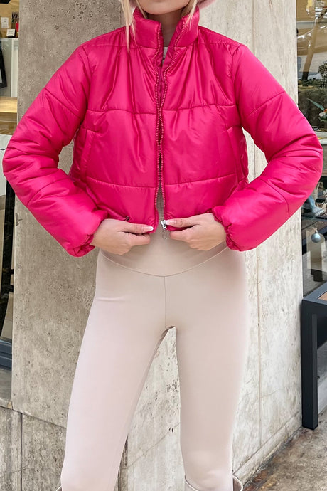 Women's Taba Stand Collar Double Pockets Elastic Waist Inflatable Puffer Coat Alc-x7684