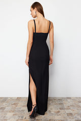 Black Stone Accessory Long Night Evening Dress Tprss24ae00089