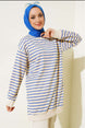 Two Strand Hijab Tunic Striped Sweatshirt Autumn546