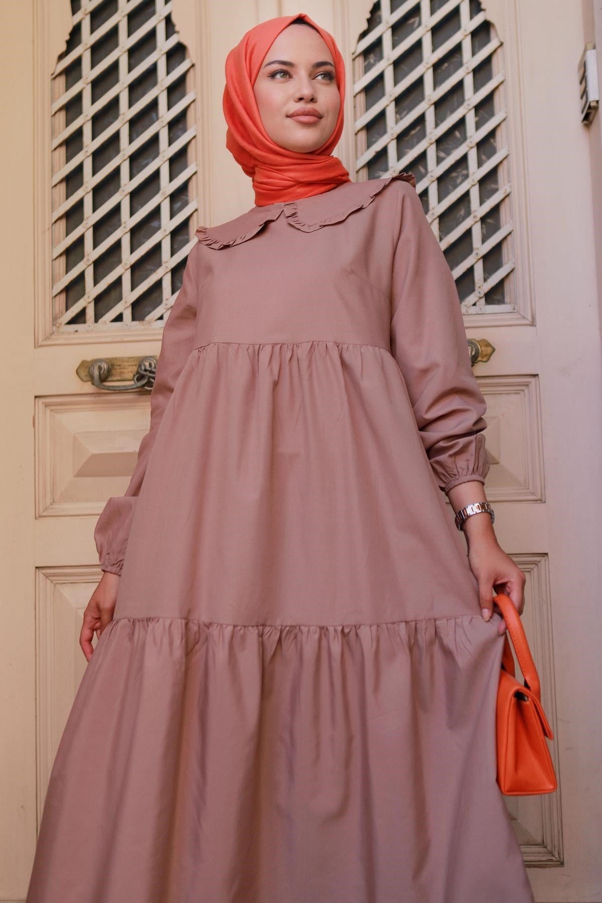 Baby Collar Burkini Dress Brown 2080