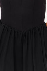 Black Waisted Skater Dress Tprss24el00017