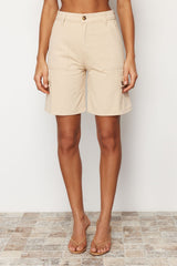 Beige Cargo Pocket Shorts & Bermuda Twoss24sr00025