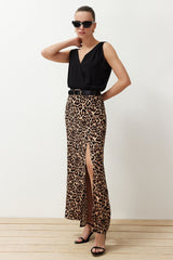 Multi Color Leopard Print Woven Skirt Twoss24et00205