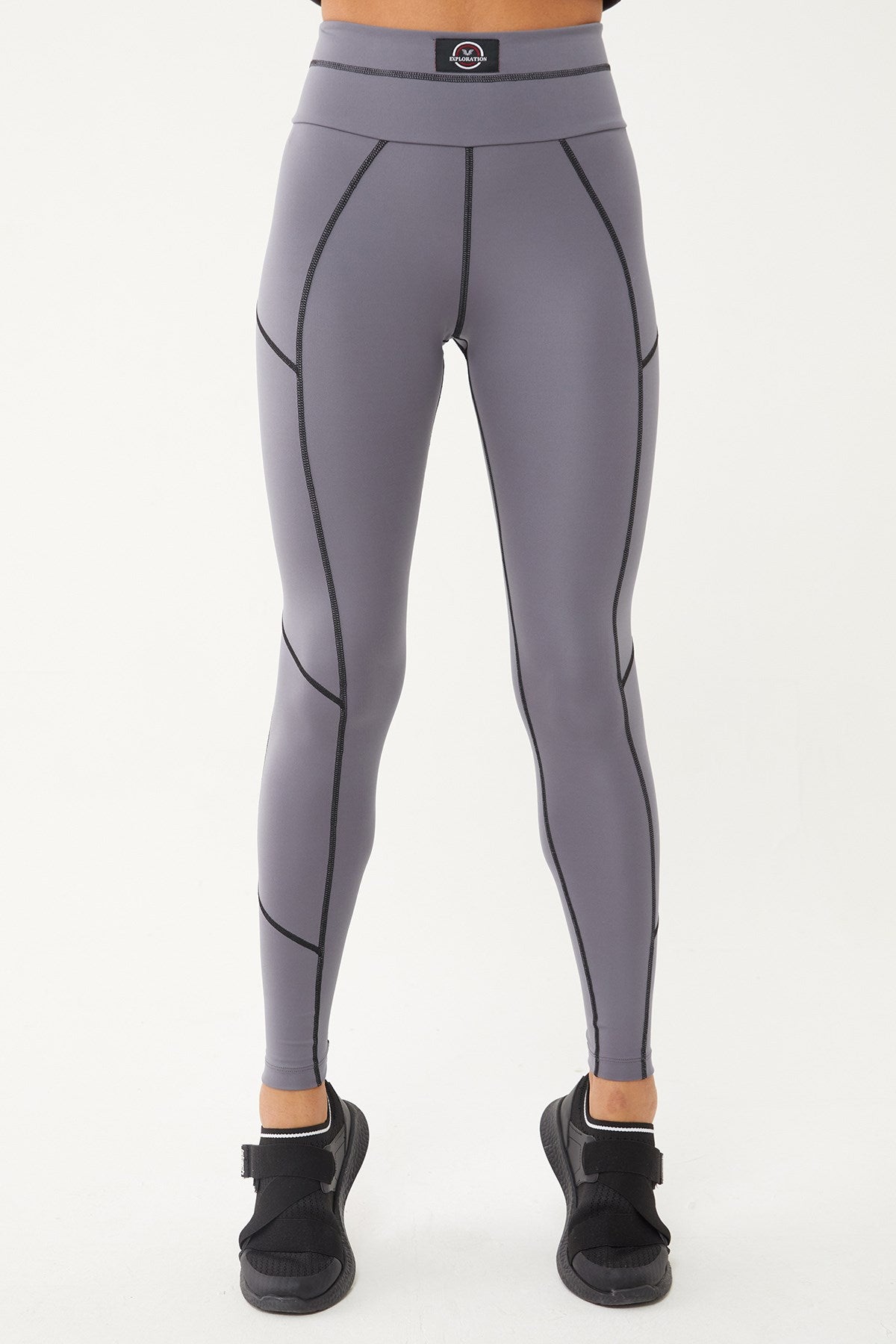 Women's Dark Anthracite High Waist Bouncer Elastane Sports Leggings 1567 Tb23wl09w1567-1