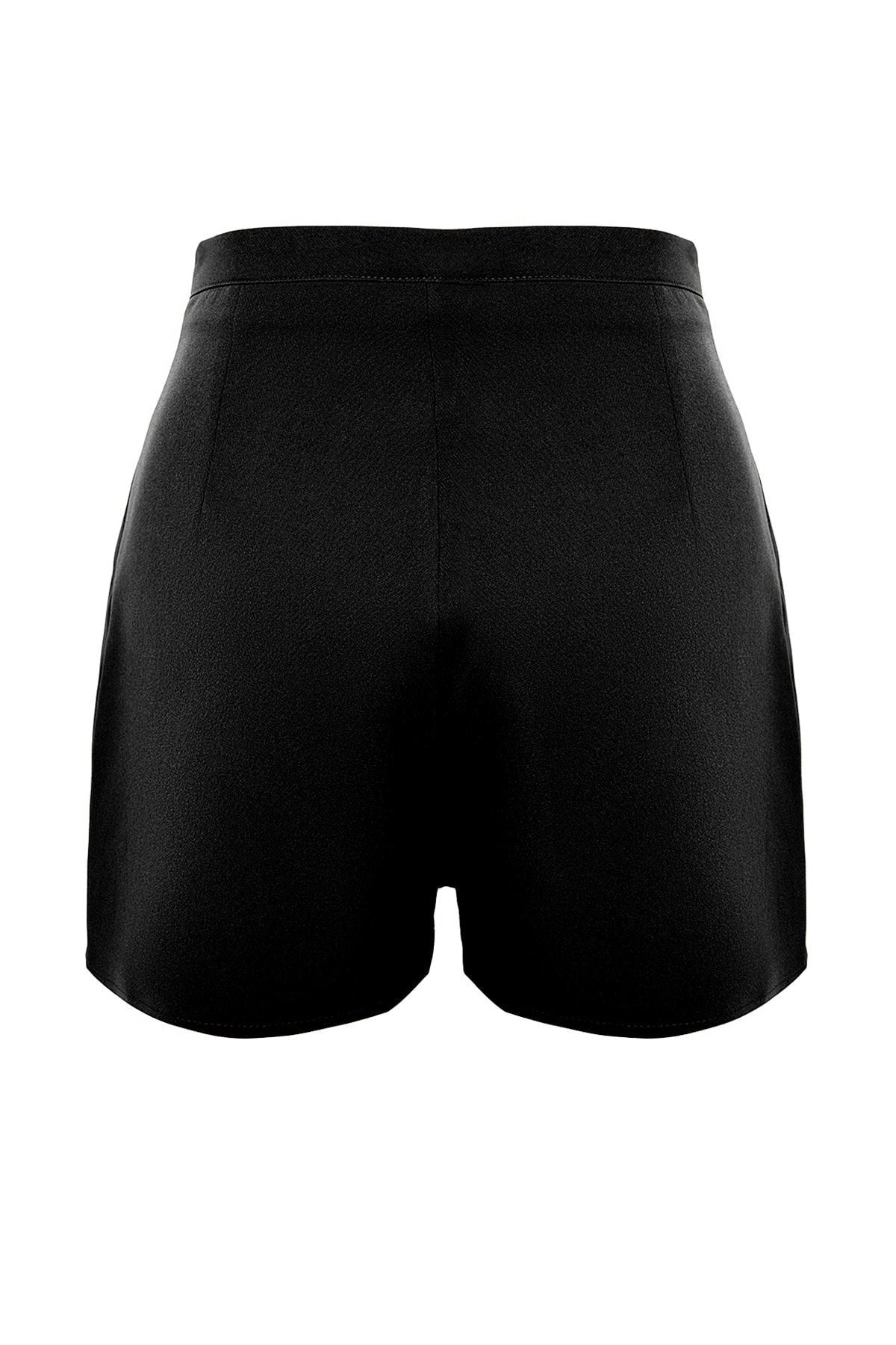 Black Pleated Woven Shorts Skirt Twoaw24sr00014