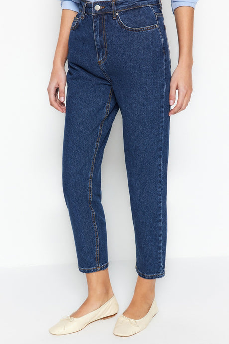 Blue High Waist Mom Jeans Twoss20je0108