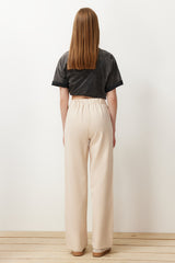 Beige Wide Leg Woven Pants Twoss24pl00146