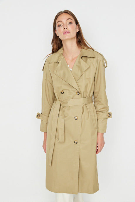 Beige Belted Water Repellent Trench Coat Twoss20tr0012