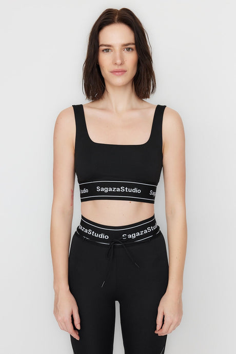 X Sagaza Studio Black Backed Booster Square Collar Sports Bra Tclss23ss00002