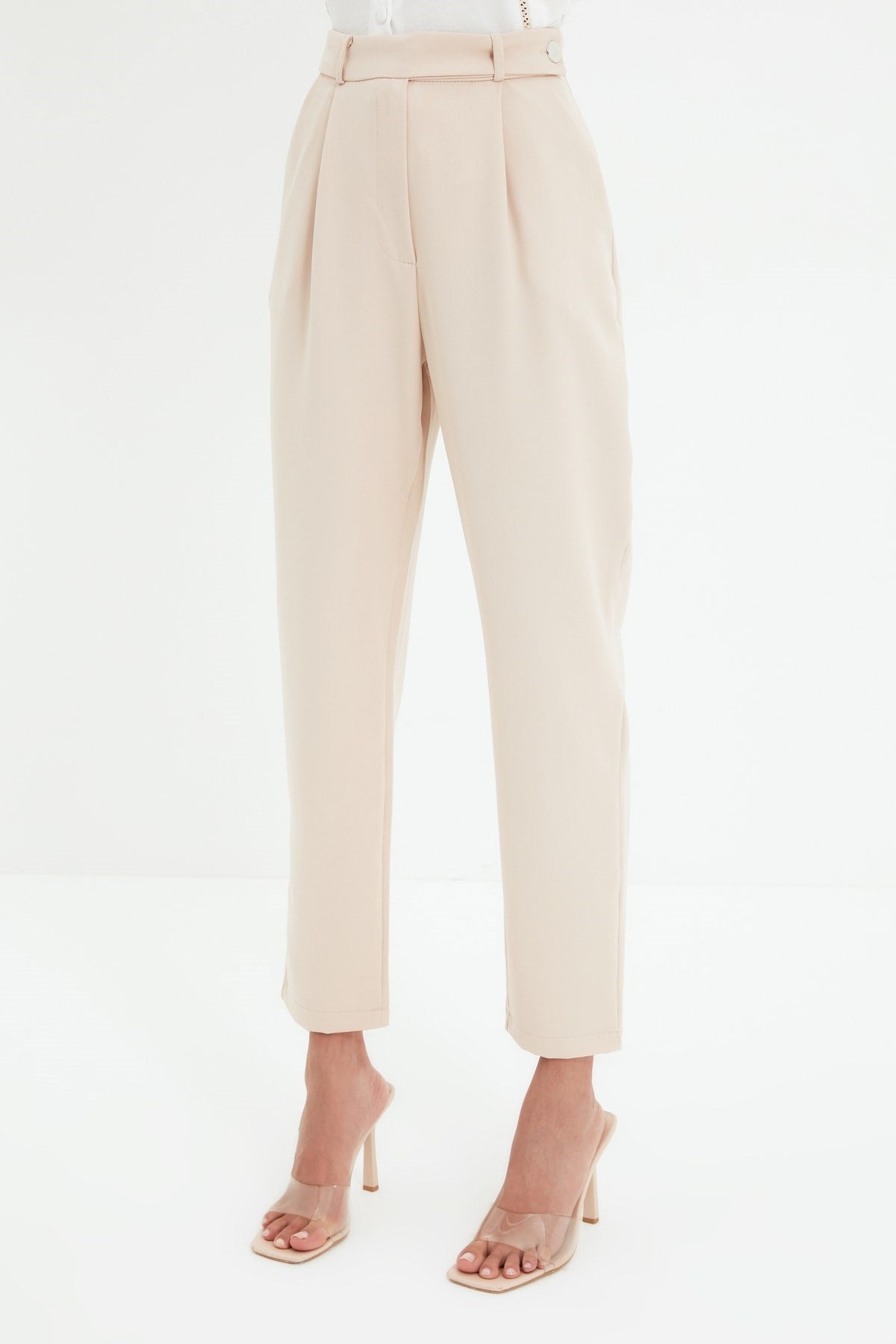 Beige Cigarette Woven Pants Twoaw22pl0363