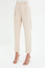 Beige Cigarette Woven Pants Twoaw22pl0363