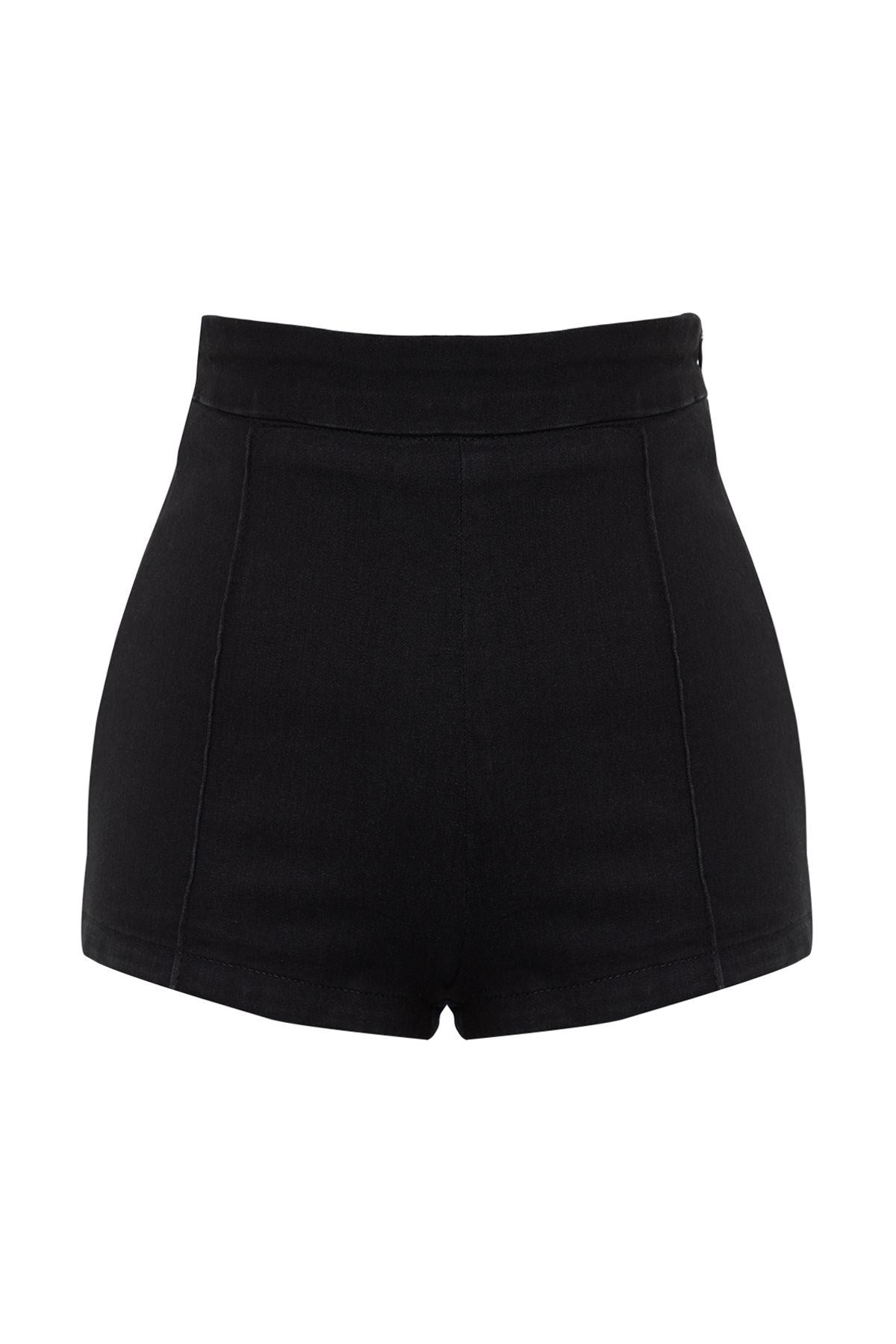 Black Fitted Eksta Short Stretch Denim Shorts & Bermuda Twoss24sr00030