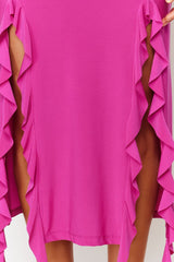 Fuchsia Slit And Ruffle Detail Maxi Skirt Twoss24et00066