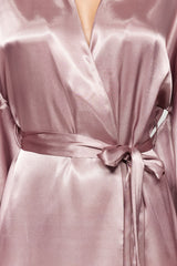 Black Belted Satin Woven Dressing Gown Thmaw23sb00011