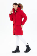 Women's Long Removable Fur Hooded Padded Windproof Water Repellent Inflatable Coat 8645 Gfx8645