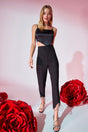 Black Woven Shiny Stone Pants Tprss20pl0106