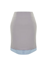 Grey Hemline Detailed Mini Woven Skirt Twoss24et00092