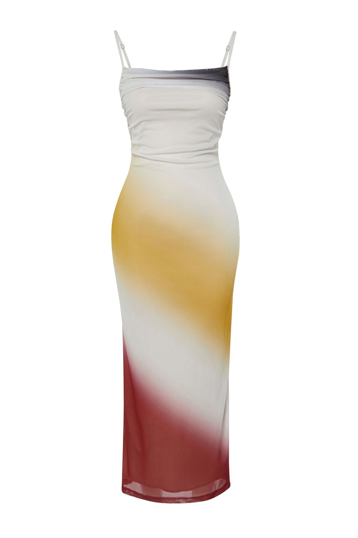 Multicolor Gradient Knitted Lined Tulle Elegant Evening Dress Tprss24el00142