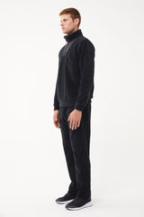 Men's Black Winter Fleece Half Zipper Sweatshirt Tracksuit Suit 1533 Tb23ml01w1533-1