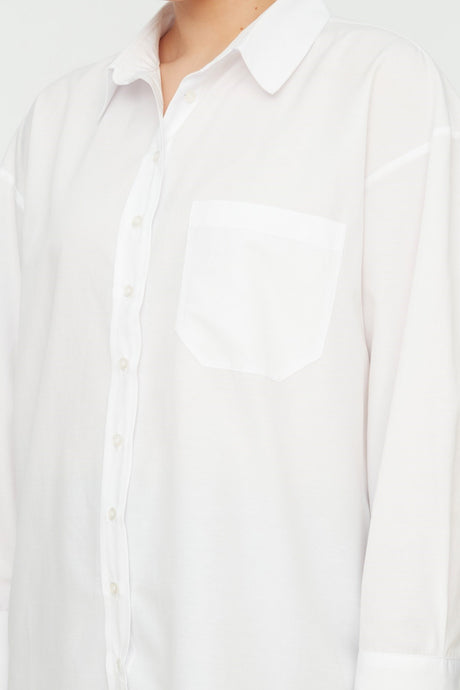 White Boyfriend Woven Shirt Tbbss22go0323