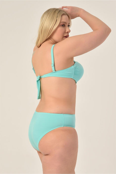 Women's Mint Green Plus Size Thick Strapless Bikini Set 20231988