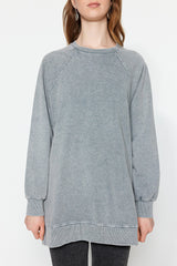 Grey Wash Knitted Sweatshirt Tctss23tw00062