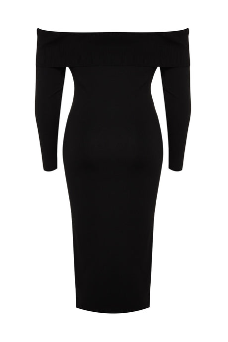 Black Carmen Collar Knitwear Dress Tbbaw24ah00001