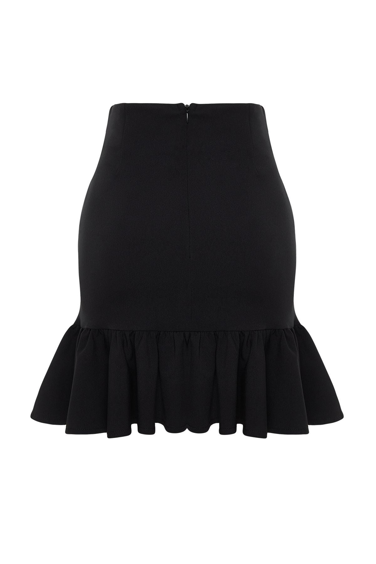 Black Ruffled Mini Skirt Tprss24et00006