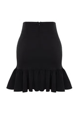 Black Ruffled Mini Skirt Tprss24et00006