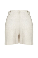 Beige Linen Woven Shorts Skirt Twoss24sr00066