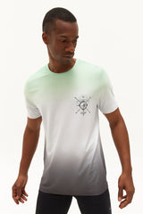 Men's Green Color Transitional Back Printed Short Sleeve Casual And Sports T-shirt 0612 Tb23ma07s061