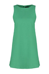 Green Wide Cut Linen Look Sleeveless Mini Woven Dress Twoss23el01497