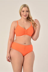 Women's Neon Orange Plus Size Booster Slip Ruffle Stylish Bikini Set 20231989