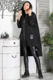 Italian Black Long Sleeve Zipper Double Pockets Raincoat Hooded Back Long Woven Trench Coat M1021060