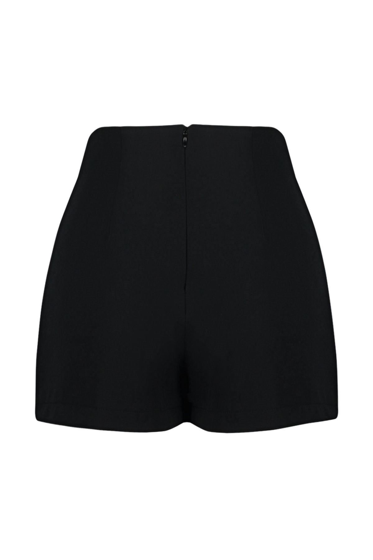 Black Button Detailed Woven Shorts Twoss24sr00012