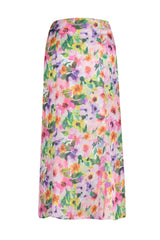 Multicolor Floral Pattern Maxi Length Woven Skirt Twoss23et00124