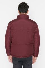 Burgundy Men's Regular Fit Inflatable Winter Coat Tmnaw22mo0090