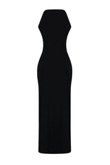 Black Limited Edition Halter Neckline Draped Body-fitting Flexible Maxi Pencil Dress Twoss24el00557