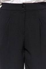 Black High Waist Pleated Woven Pants Tbbss22pl0448