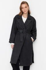 Mink Oversize Wide Cut Belt Long Woolen Cashmere Coat Twoaw22kb0015