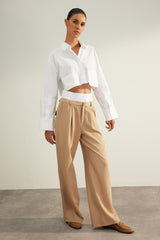 Mink Premium Quality Double Belt Detailed Wide Leg/wide Leg Woven Pants Twoaw24pl00187