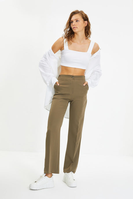 Khaki Straight/straight Cut Woven Pants Twoaw22pl0419