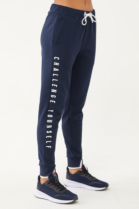 Women's Navy Blue Soft Textured Lycra Fashion Sweatpants 1589 Tb23wl05w1589-1