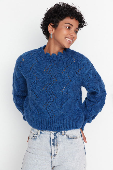 Indigo Soft Textured Open/perforated Knitwear Sweater Twoaw23kz01447