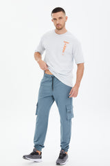 Men's Beige Cargo Pocket Jogger Sports And Casual Solid Color Sweatpants 0399 Tb23ml05s0399-1