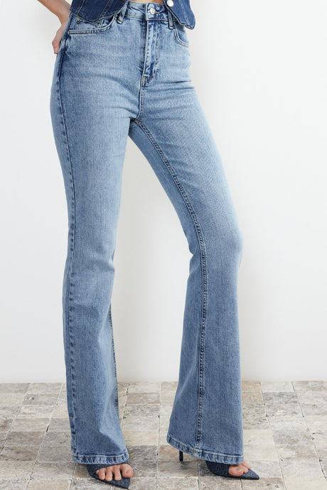 Light Blue More Sustainable High Waist Flare Jeans Twoss24je00076