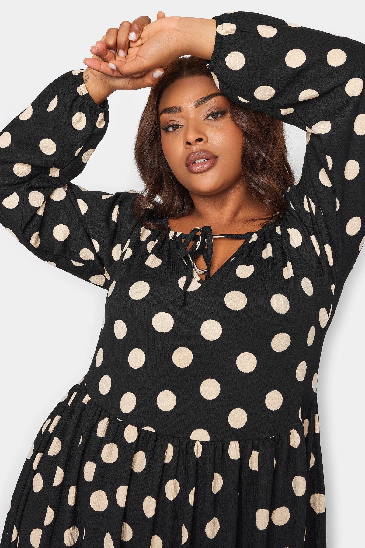 Plus Size Tie Polka Dot Pattern Long Dress 137626 Byk-23y-137625