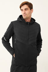 Men's Navy Blue Woven Detailed Thick Winter Pockets Zipper Hooded Bottom Tracksuit 1616 Tb23ml01w161