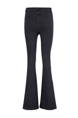 Black Front Buttoned High Waist Flare Jeans Twoss20je0111